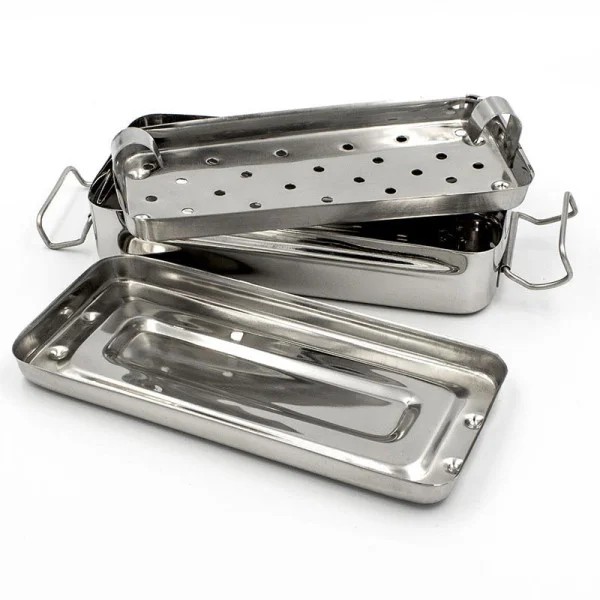 05875.Кип'ятильник-стерилізатор з перфорованим піддоном, прямокутний, нержавіюча сталь, з ручками, 180 мм х 80 мм х 60 мм, тип П-18. Виробник-DURABLE.